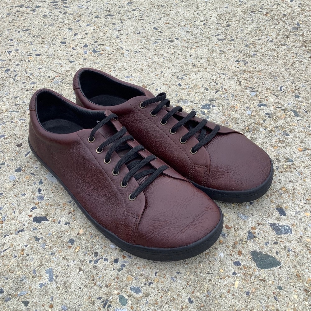 Birchbury Bramfords Men 14 Barefoot Leather Sneakers Mahogany Brown Minimalst 47